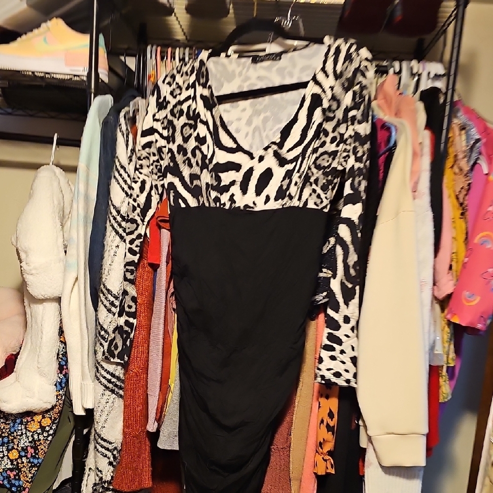 Futuro Black and White Patterned Dress